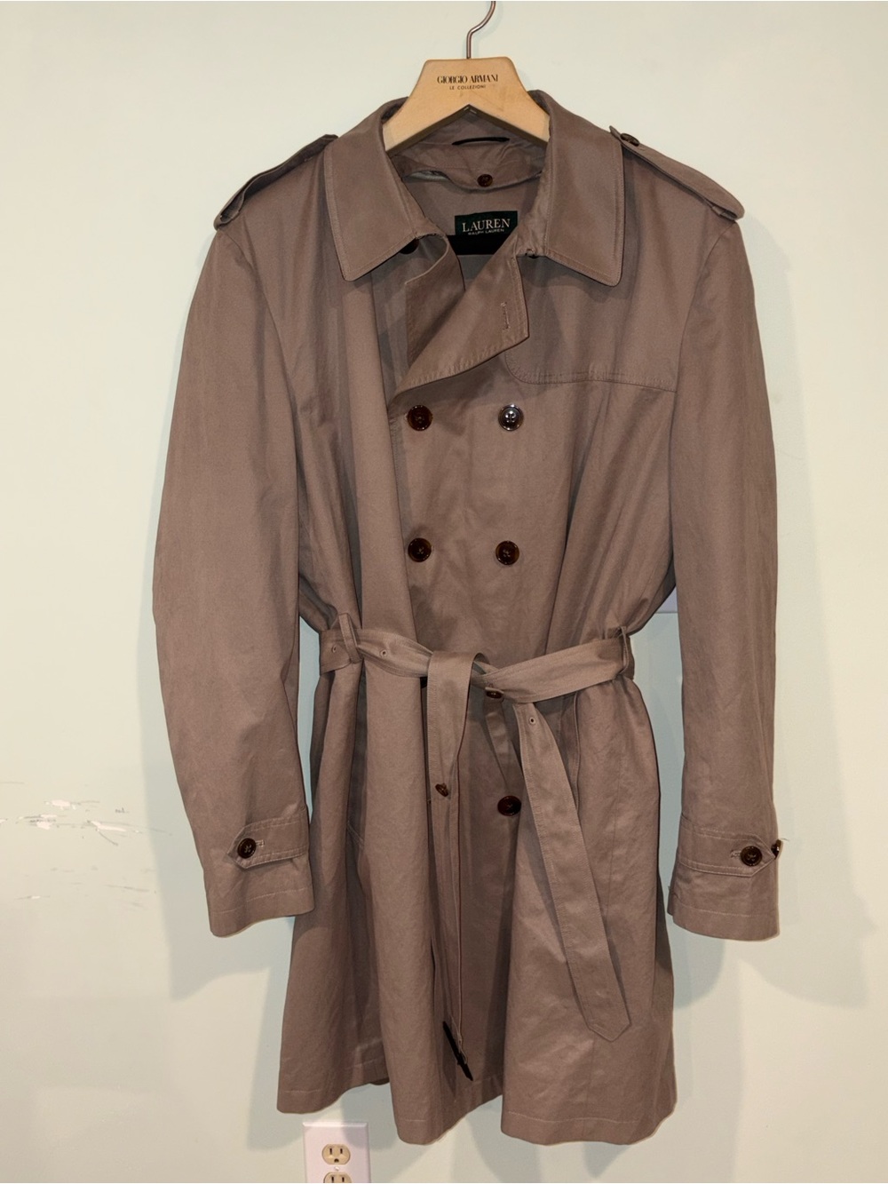 Ralph Lauren Taupe Double-Breasted Trench Coat